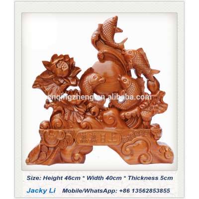 peach wood carving Desktop Decor, fish means business booming! Feicheng peach wood crafts