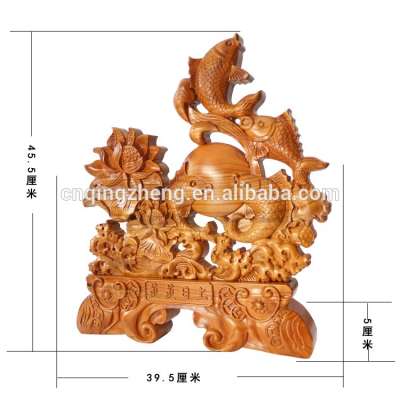 flourishing peach wood fish Desktop Decor, Feicheng peach wood crafts